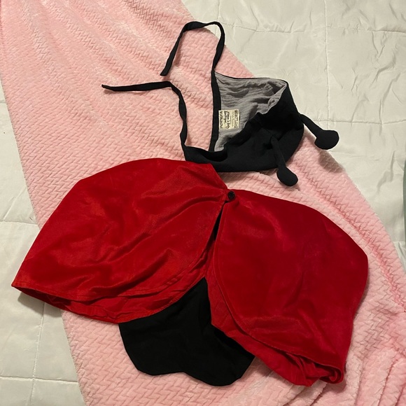 Costume Ladybug cape and handmade boutique linen cotton antenna bonnet 12-18 EUC - Picture 2 of 11